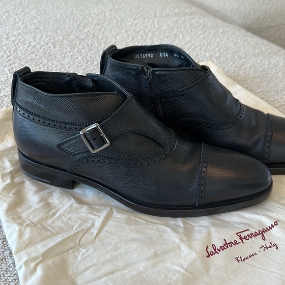 Salvatore Ferragamo black leather boots. Worn twice. Made in Italy. - Picture 2 of 9